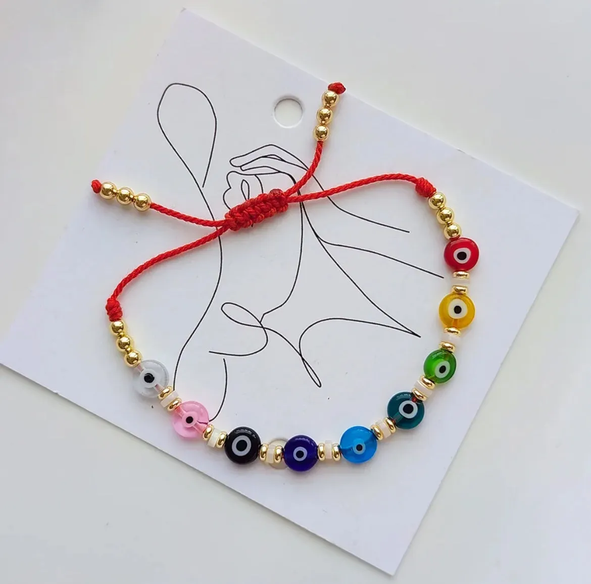 18k Gold Plated Glass Evil Eyes Beads Bracelet