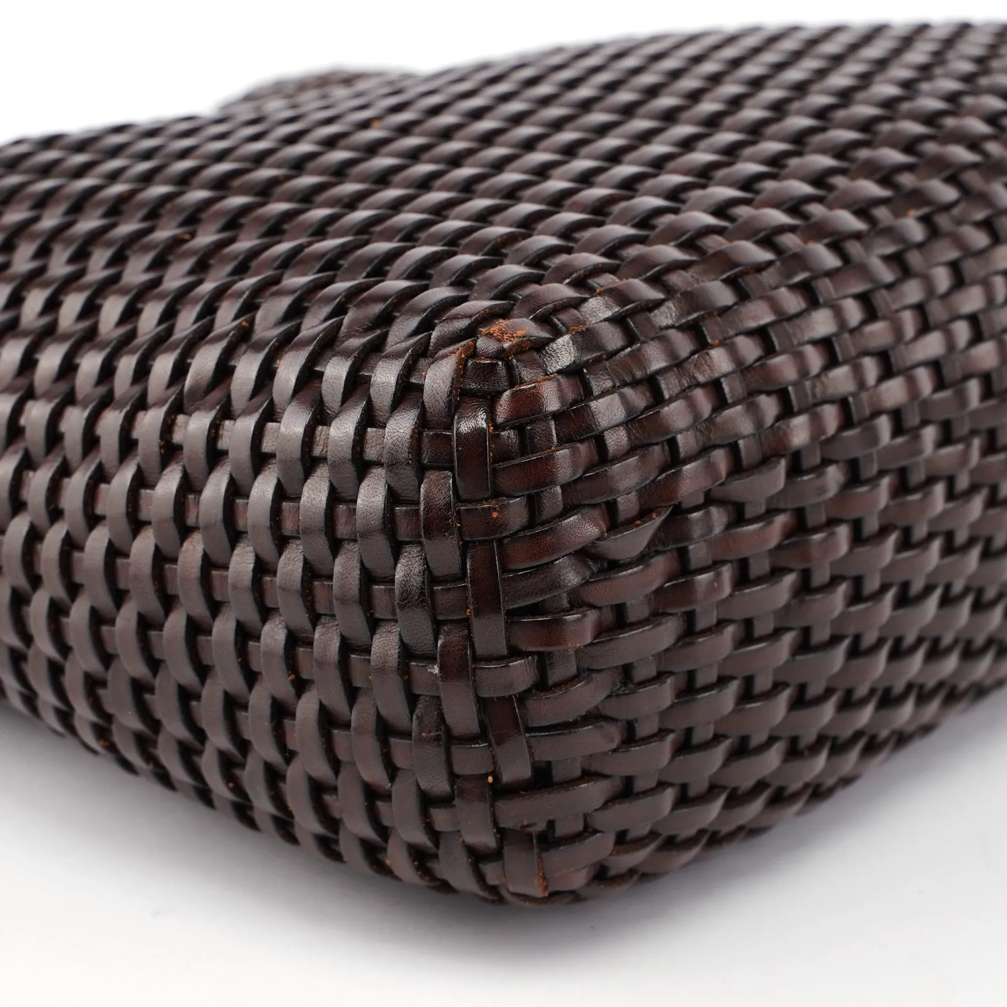 1996 Brown Woven Bamboo 2-Way Shoulder Bag