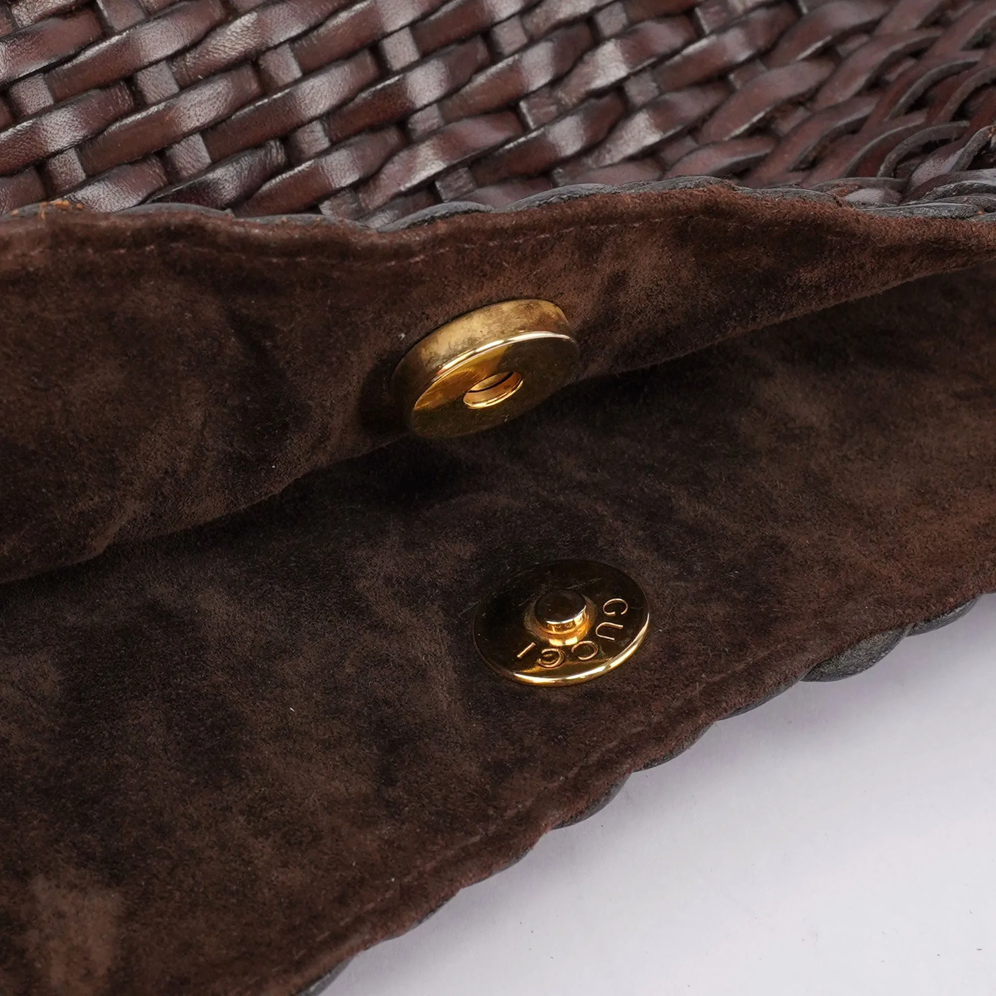 1996 Brown Woven Bamboo 2-Way Shoulder Bag