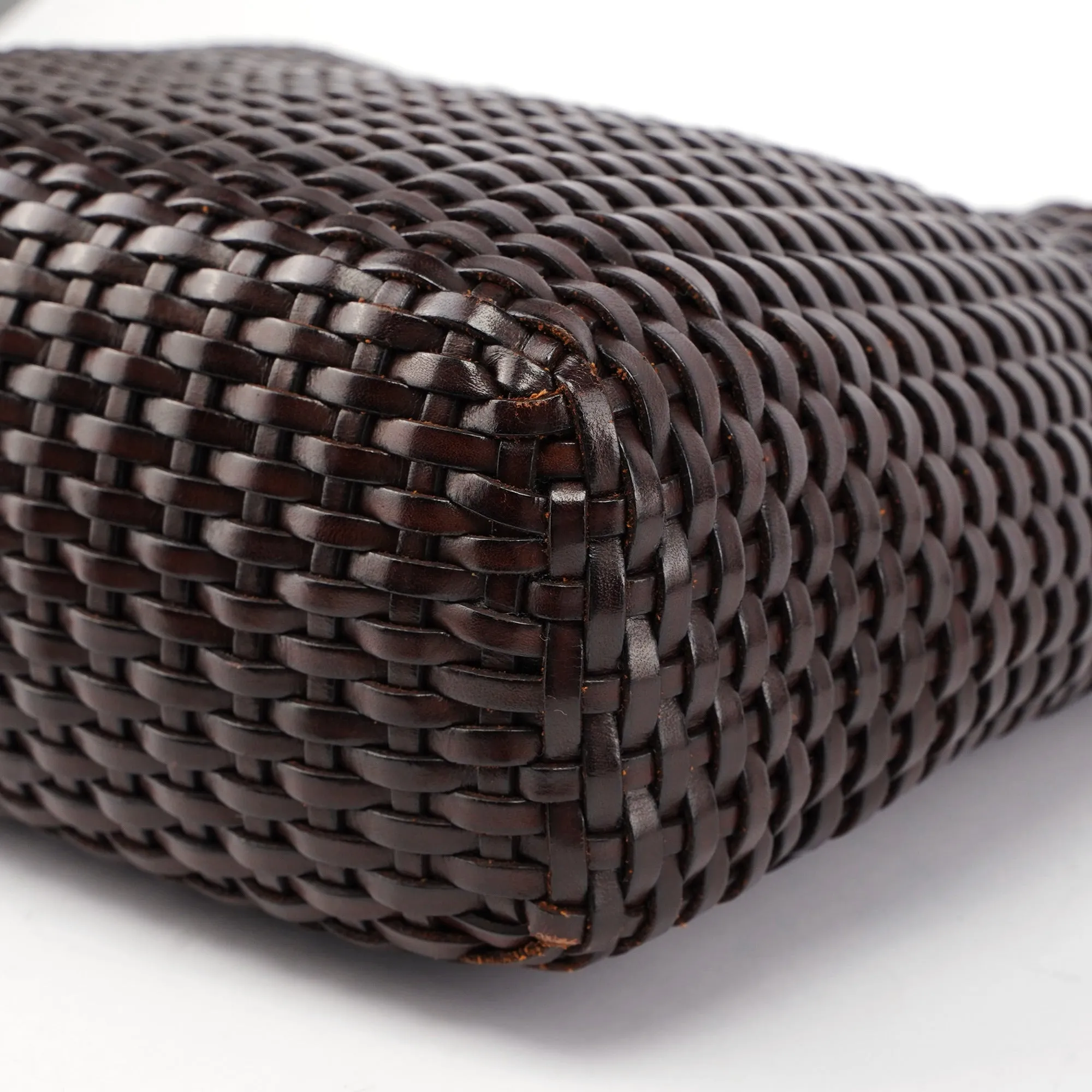 1996 Brown Woven Bamboo 2-Way Shoulder Bag