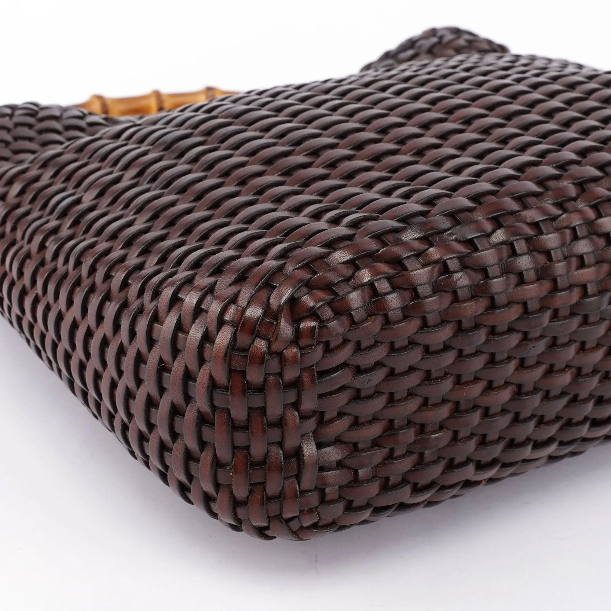 1996 Brown Woven Bamboo 2-Way Shoulder Bag