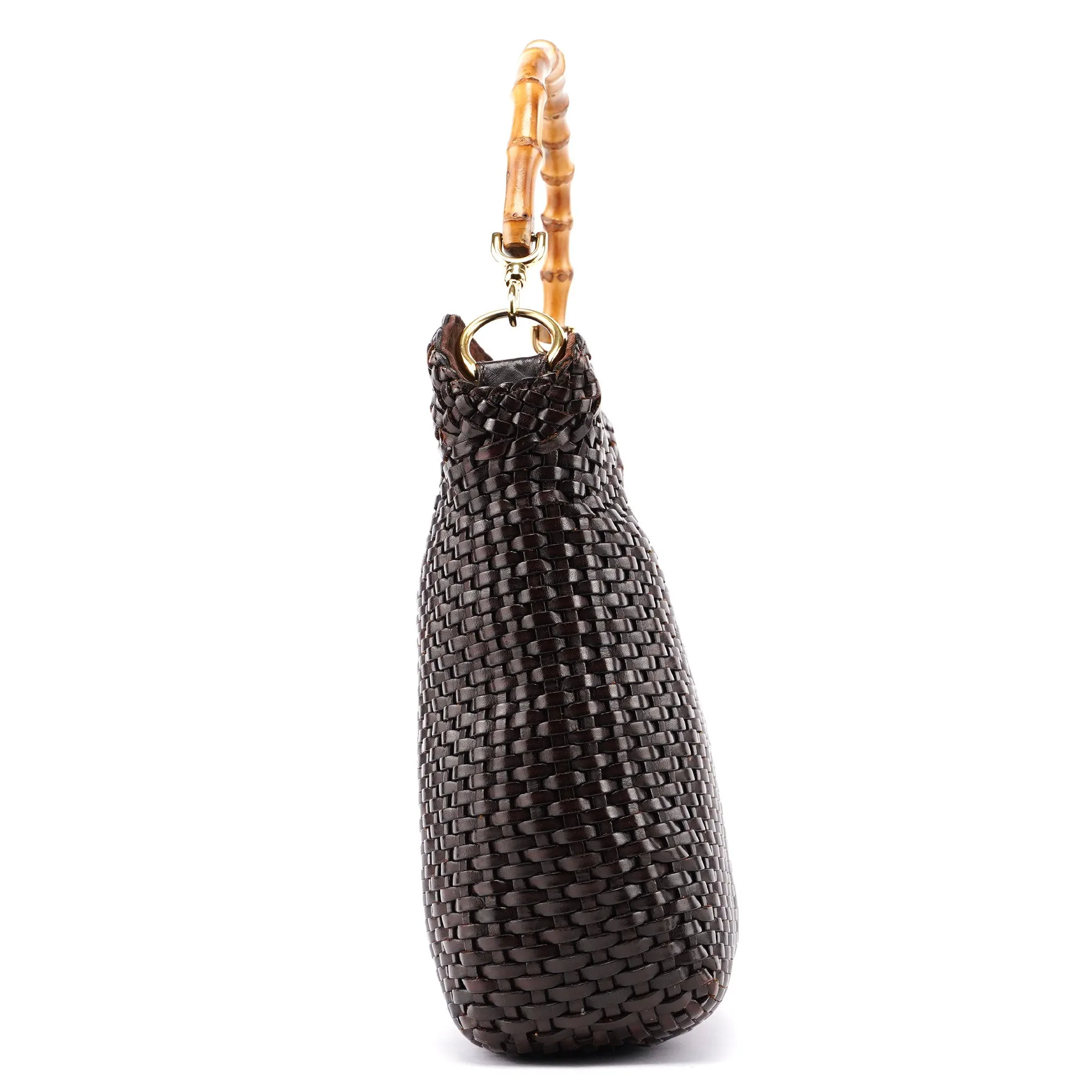 1996 Brown Woven Bamboo 2-Way Shoulder Bag