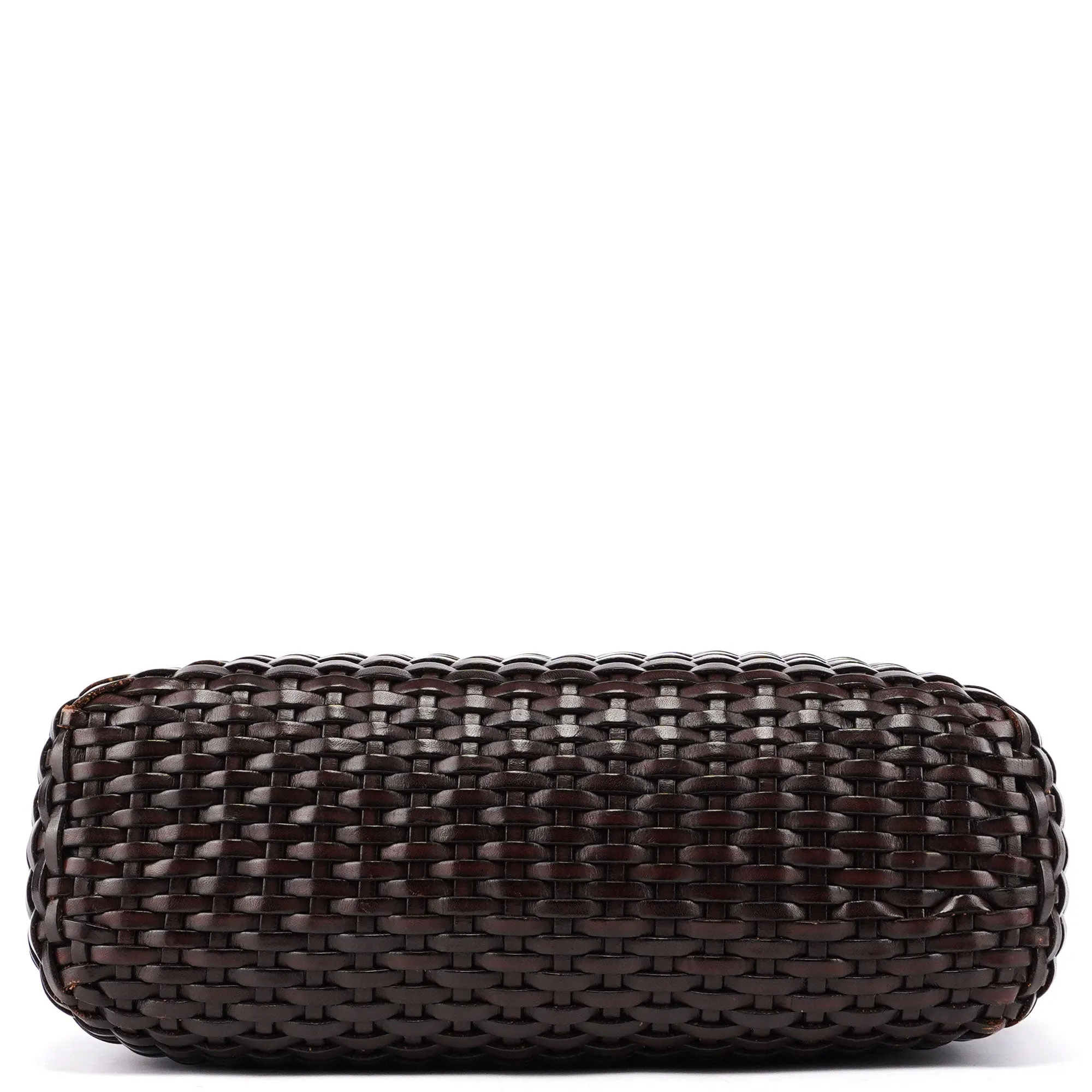 1996 Brown Woven Bamboo 2-Way Shoulder Bag