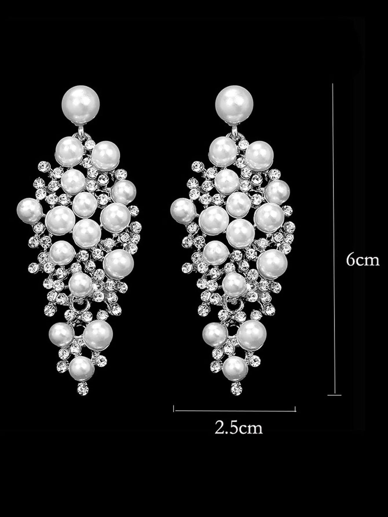 1pair Alloy Rhinestone & Pearl Decor Earrings- FD ⚡
