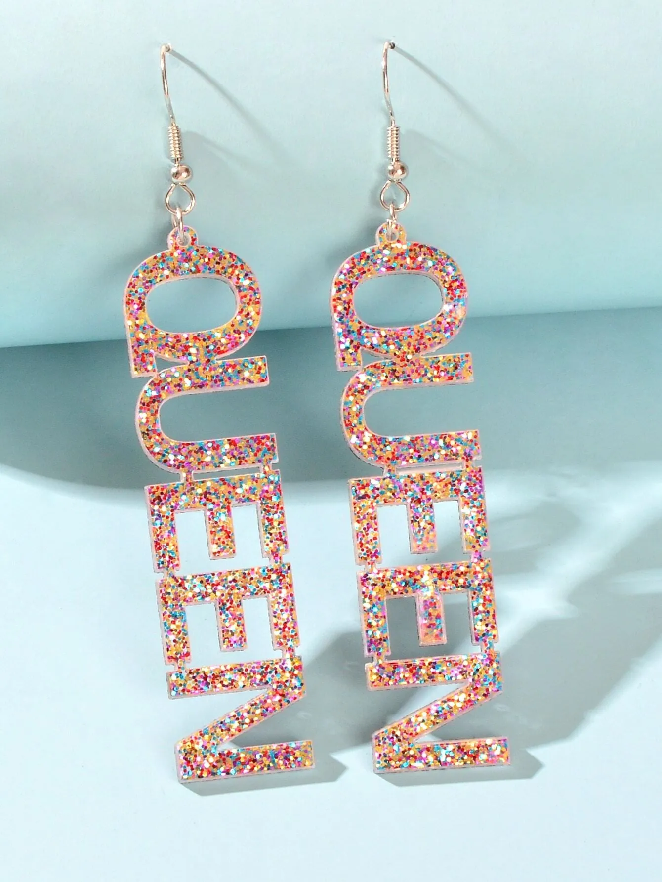 1pair Fashion Gold Acrylic Letter Drop Earrings Wedding Party Bridal Jewelry Decoration