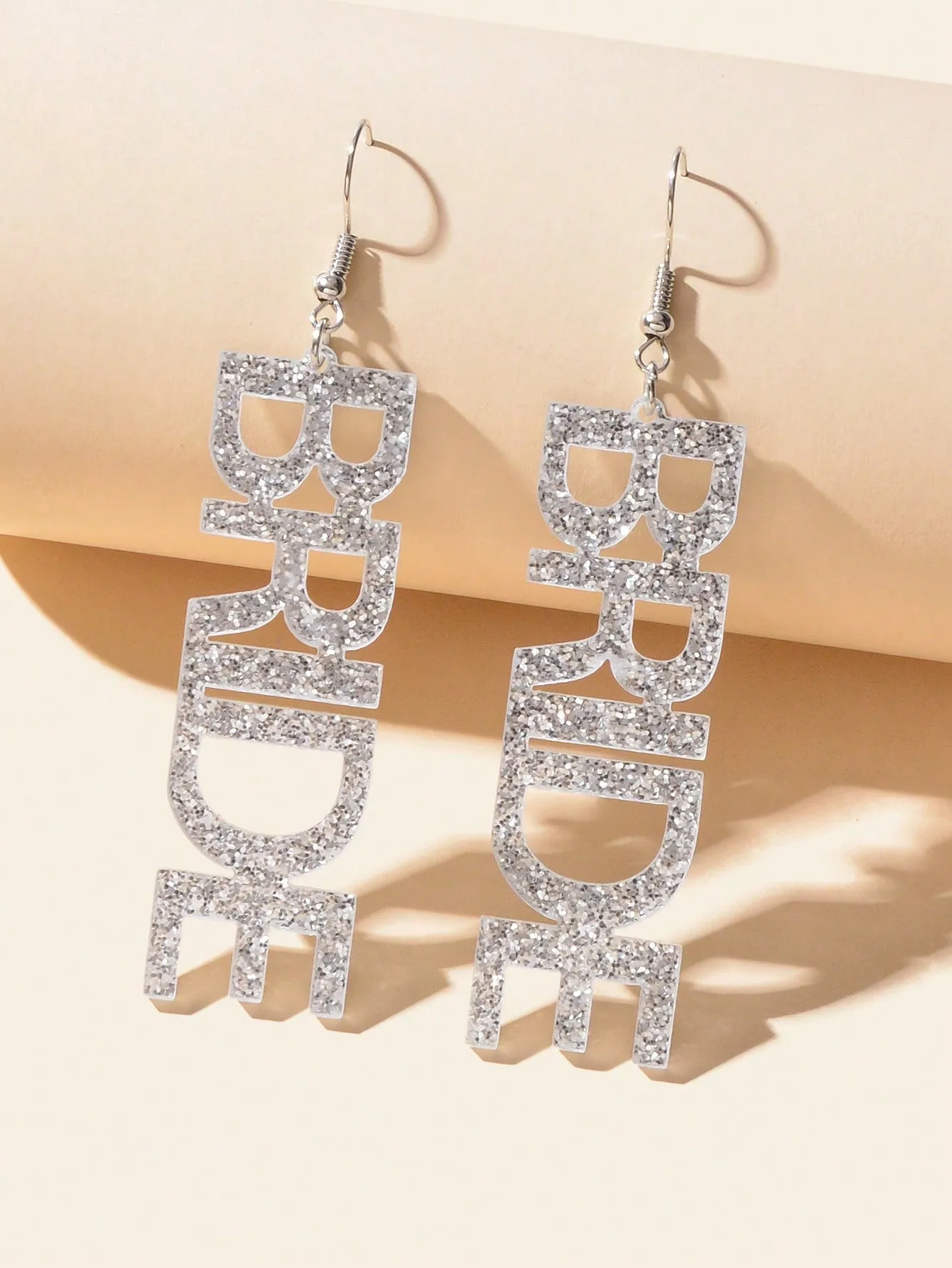 1pair Fashion Gold Acrylic Letter Drop Earrings Wedding Party Bridal Jewelry Decoration