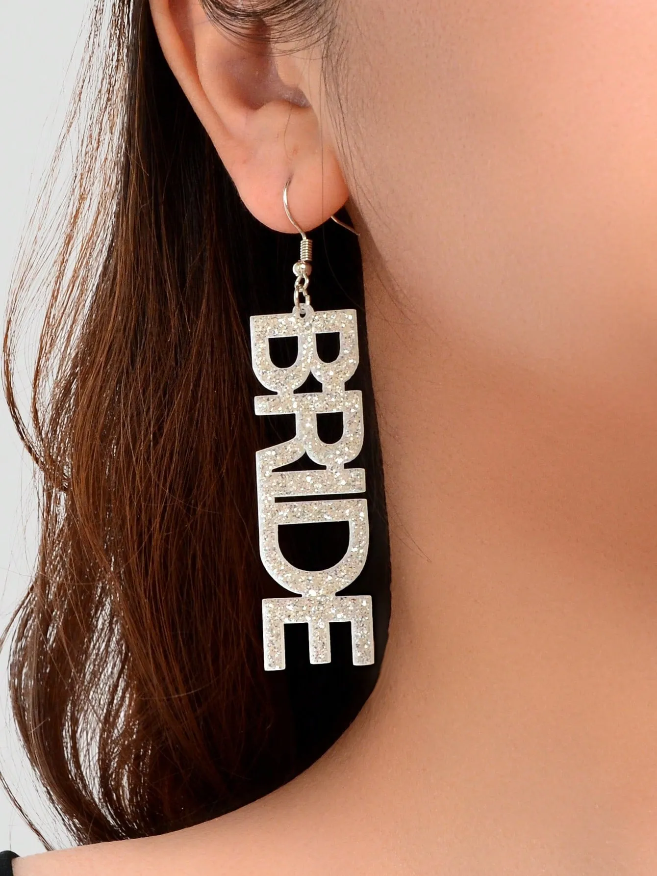 1pair Fashion Gold Acrylic Letter Drop Earrings Wedding Party Bridal Jewelry Decoration