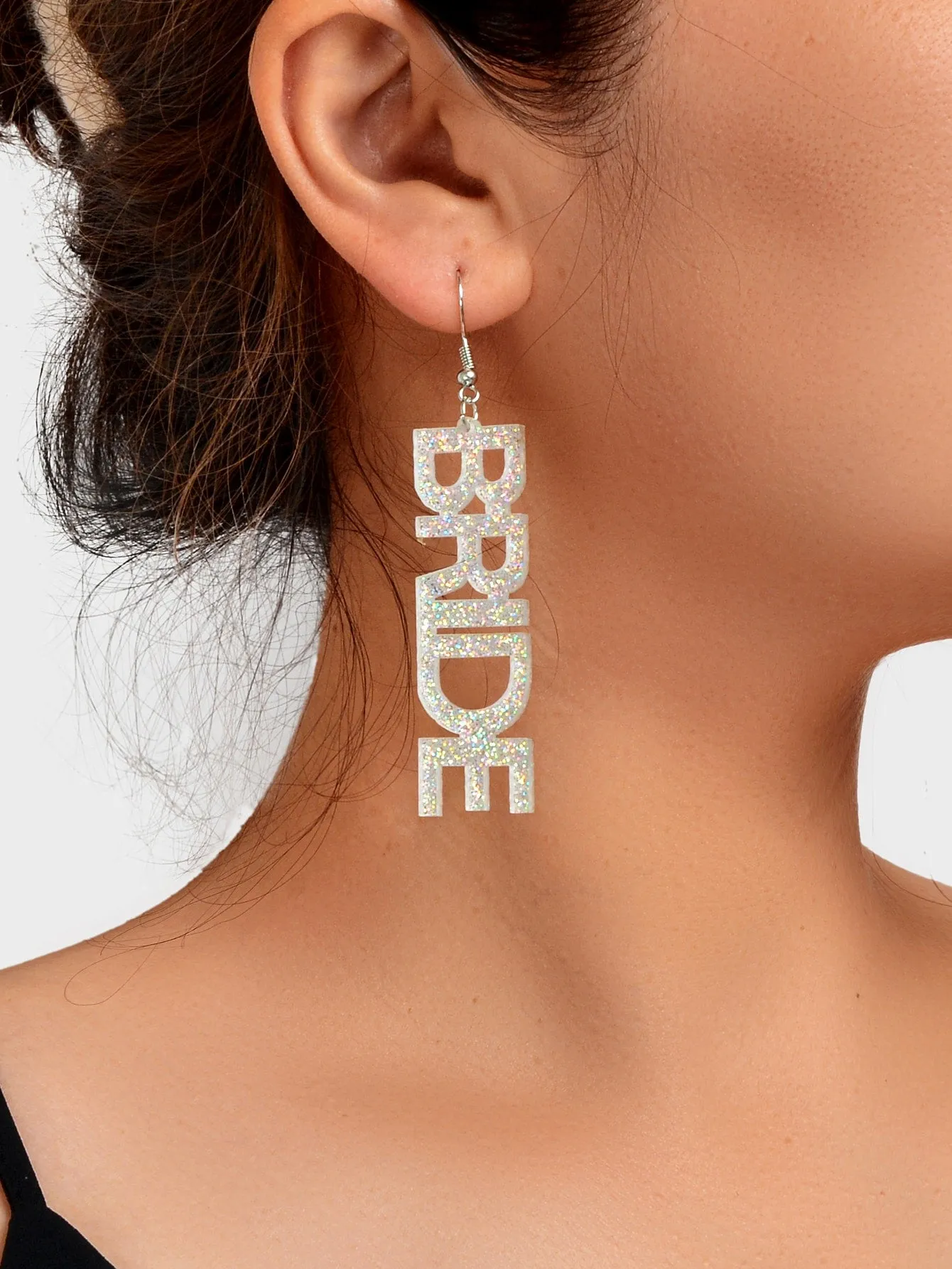 1pair Fashion Gold Acrylic Letter Drop Earrings Wedding Party Bridal Jewelry Decoration