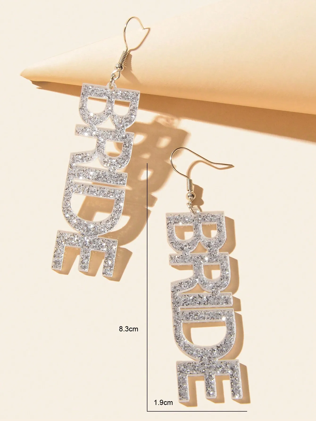 1pair Fashion Gold Acrylic Letter Drop Earrings Wedding Party Bridal Jewelry Decoration