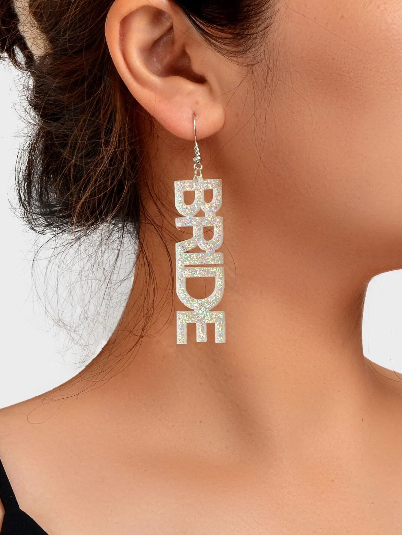 1pair Fashion Gold Acrylic Letter Drop Earrings Wedding Party Bridal Jewelry Decoration