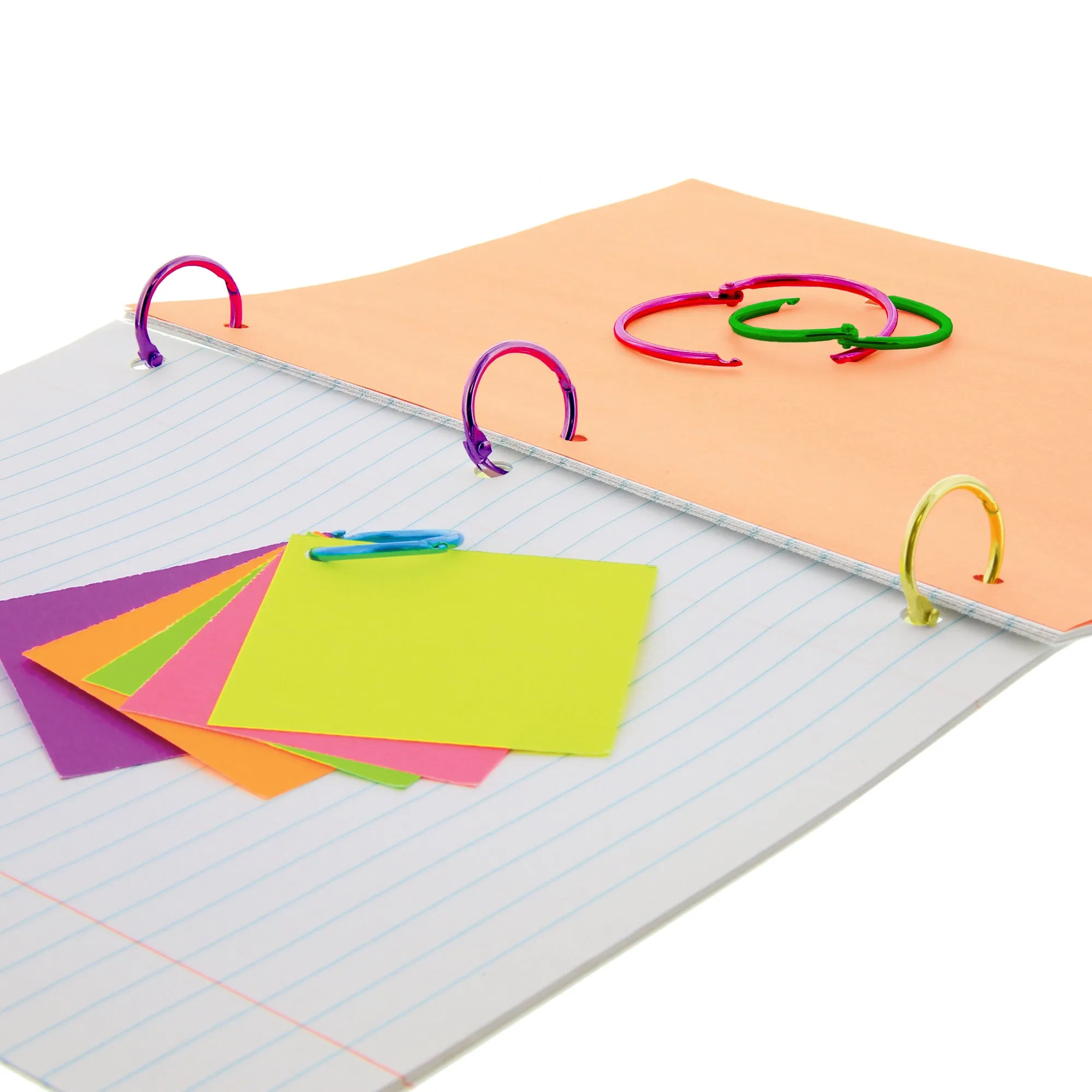 1" Assorted Color Metal Book Rings (10/Pack)