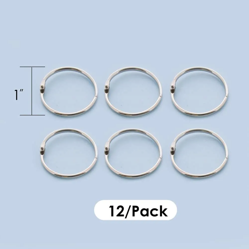 1" Metal Book Rings (12/Pack)