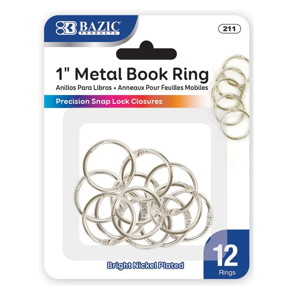 1" Metal Book Rings (12/Pack)