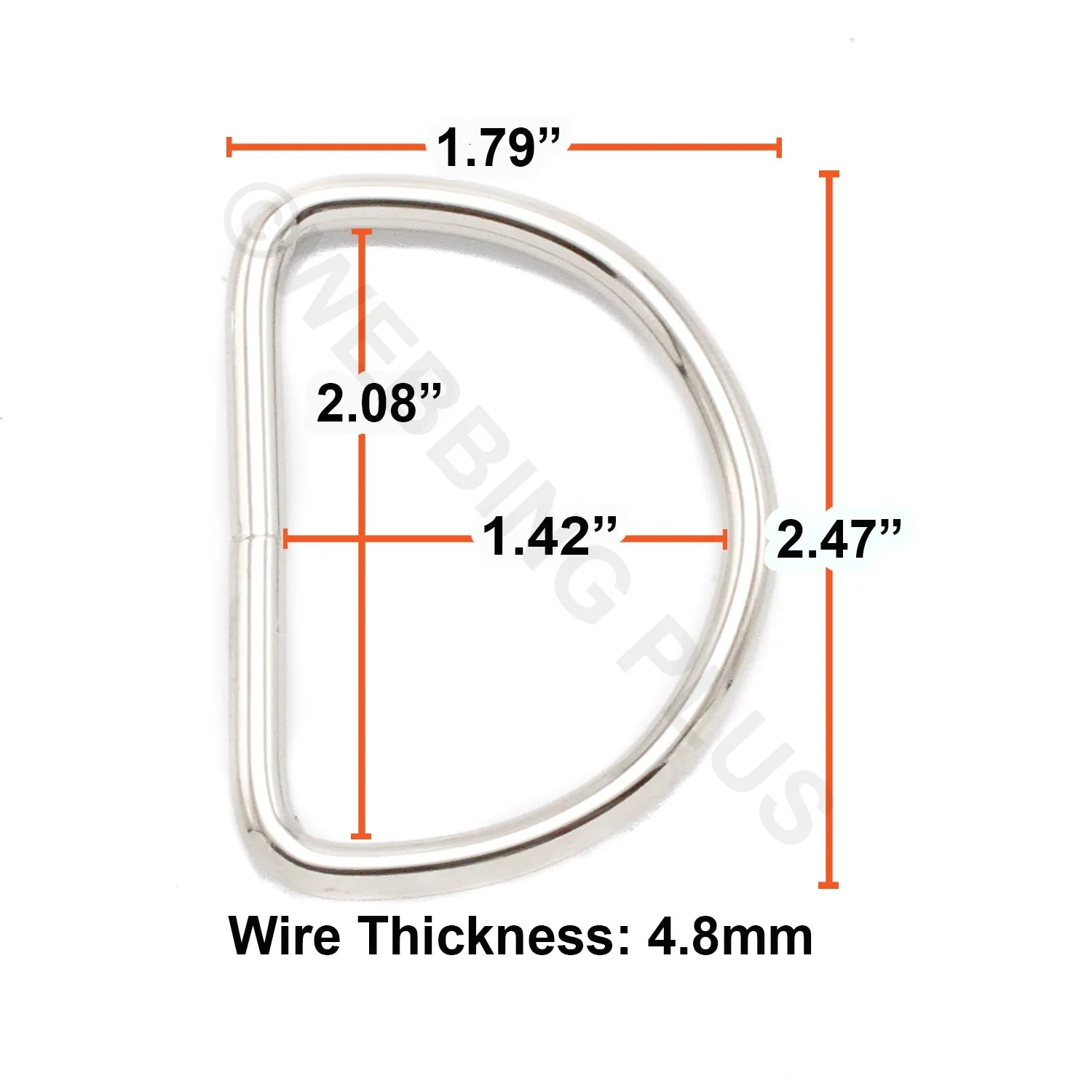 2 Inch Heavy Welded D Rings Nickel