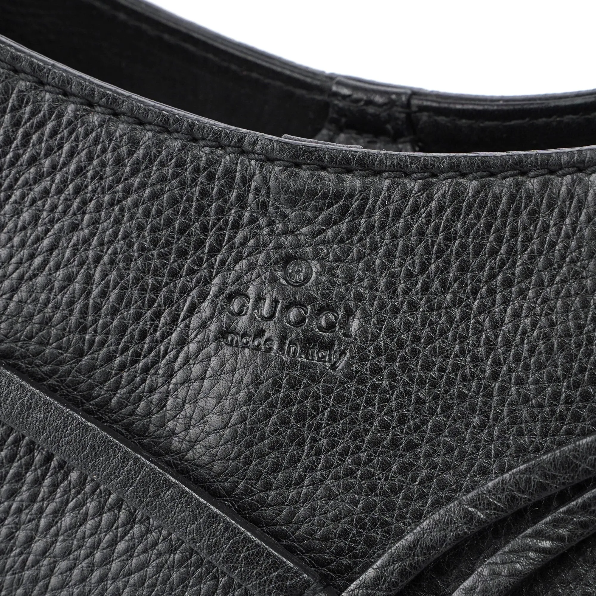 2003 Black Leather Bamboo Top Handle Bag
