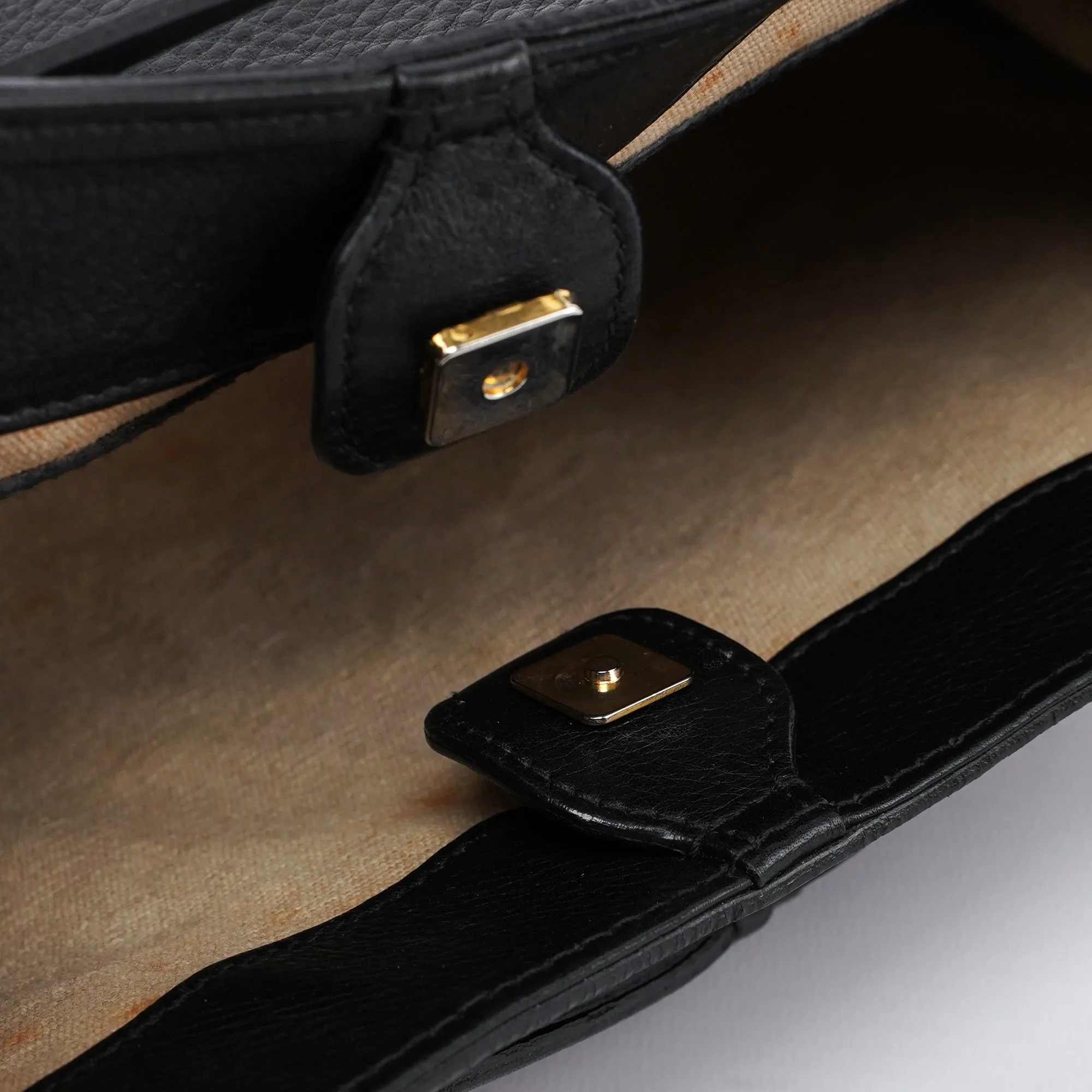 2003 Black Leather Bamboo Top Handle Bag