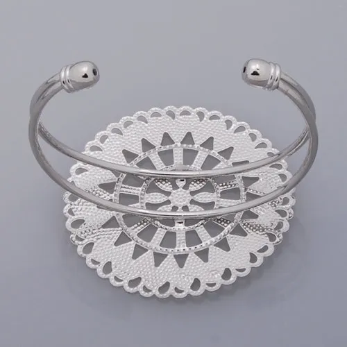 2013-2014 New Arrival Adjustable Copper  Bracelet with 55mm round Faceplate,Imitation Rhodium,Lead Free And Nickel Free,Sold 10PCS Per Lot