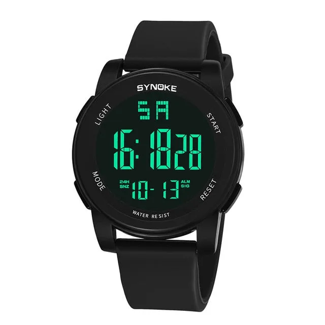 2019 SYNOKE Fashion Sports Brands Men Digital Watch Silicone Strap Pin Buckle Durable Mens Clock Wrist Watches montre homme
