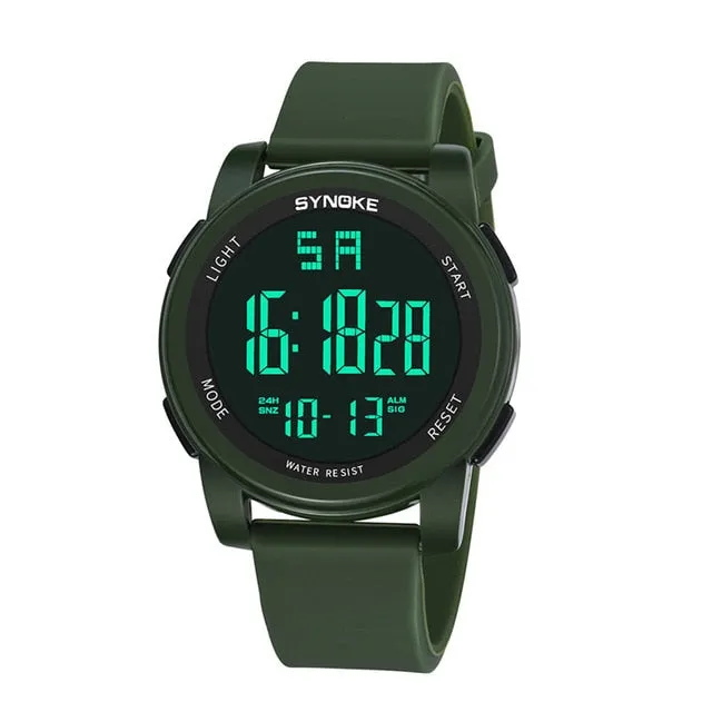 2019 SYNOKE Fashion Sports Brands Men Digital Watch Silicone Strap Pin Buckle Durable Mens Clock Wrist Watches montre homme