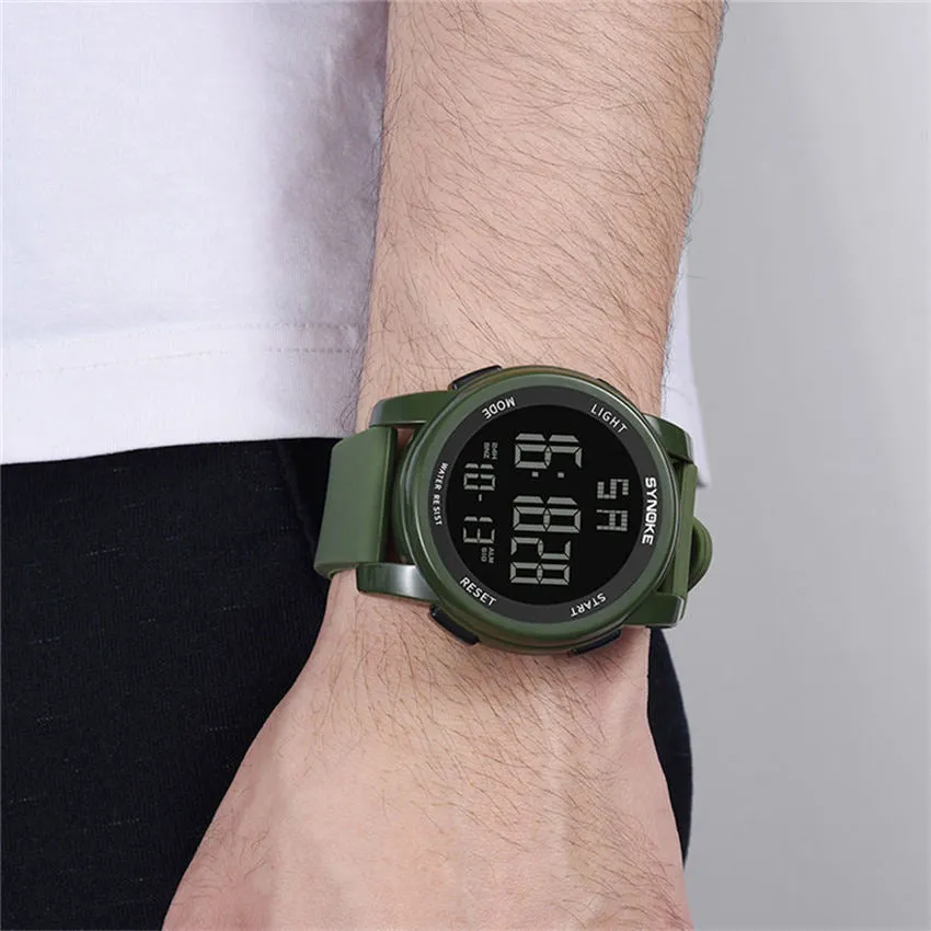 2019 SYNOKE Fashion Sports Brands Men Digital Watch Silicone Strap Pin Buckle Durable Mens Clock Wrist Watches montre homme