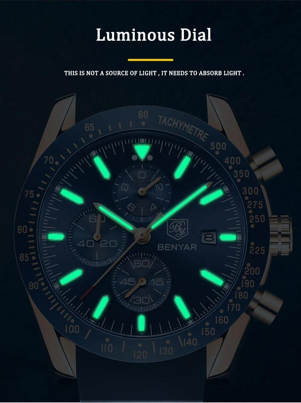 2021 Blue Men Watch Luxury Design Watches Silicone Band Male Wrist Watches Men's Chronograph Round Watch