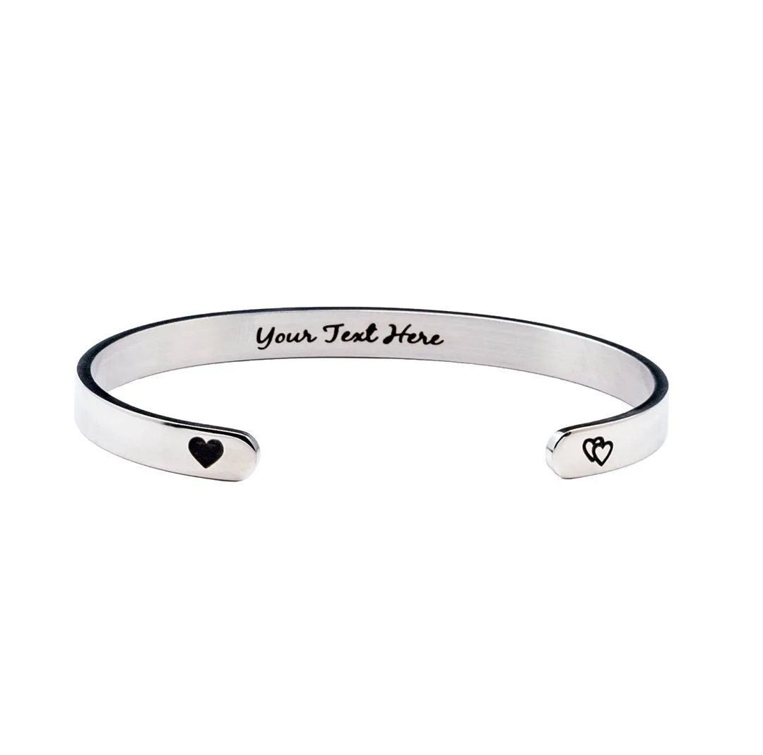 2Pcs 6mm width Silver Color Couple Combo Unisex Bracelets with Your Customized text and Adjustable Size