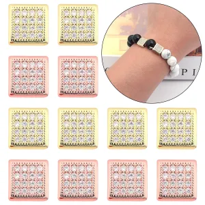 2pcs 9mm Copper Zircon Square Beads – DIY Jewelry