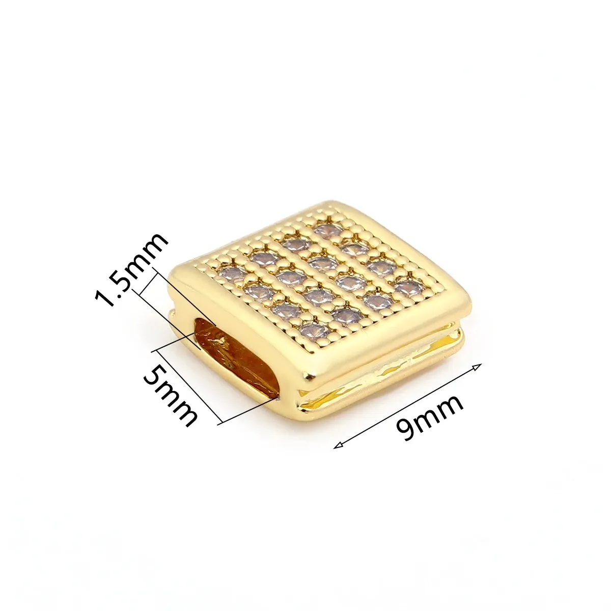 2pcs 9mm Copper Zircon Square Beads – DIY Jewelry