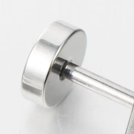 2pcs Gold Color Cross Circle Screw Stud Earrings Women Men, Fake Ear Plugs Gauges Illusion Tunnel