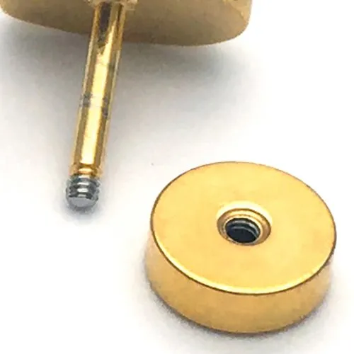 2pcs Gold Color Satin Screw Circle Stud Earrings Mens Womens Steel Cheater Fake Ear Plugs Gauges