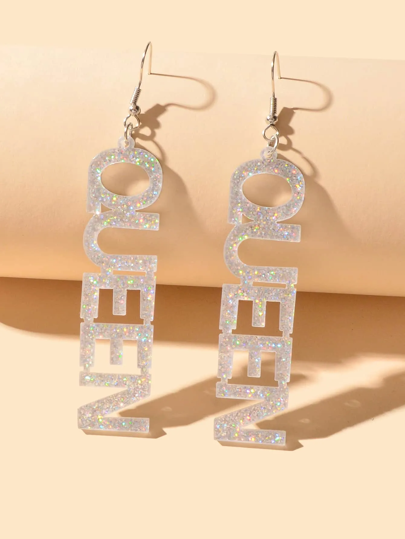 2pcs Letter Drop Earrings - Silver