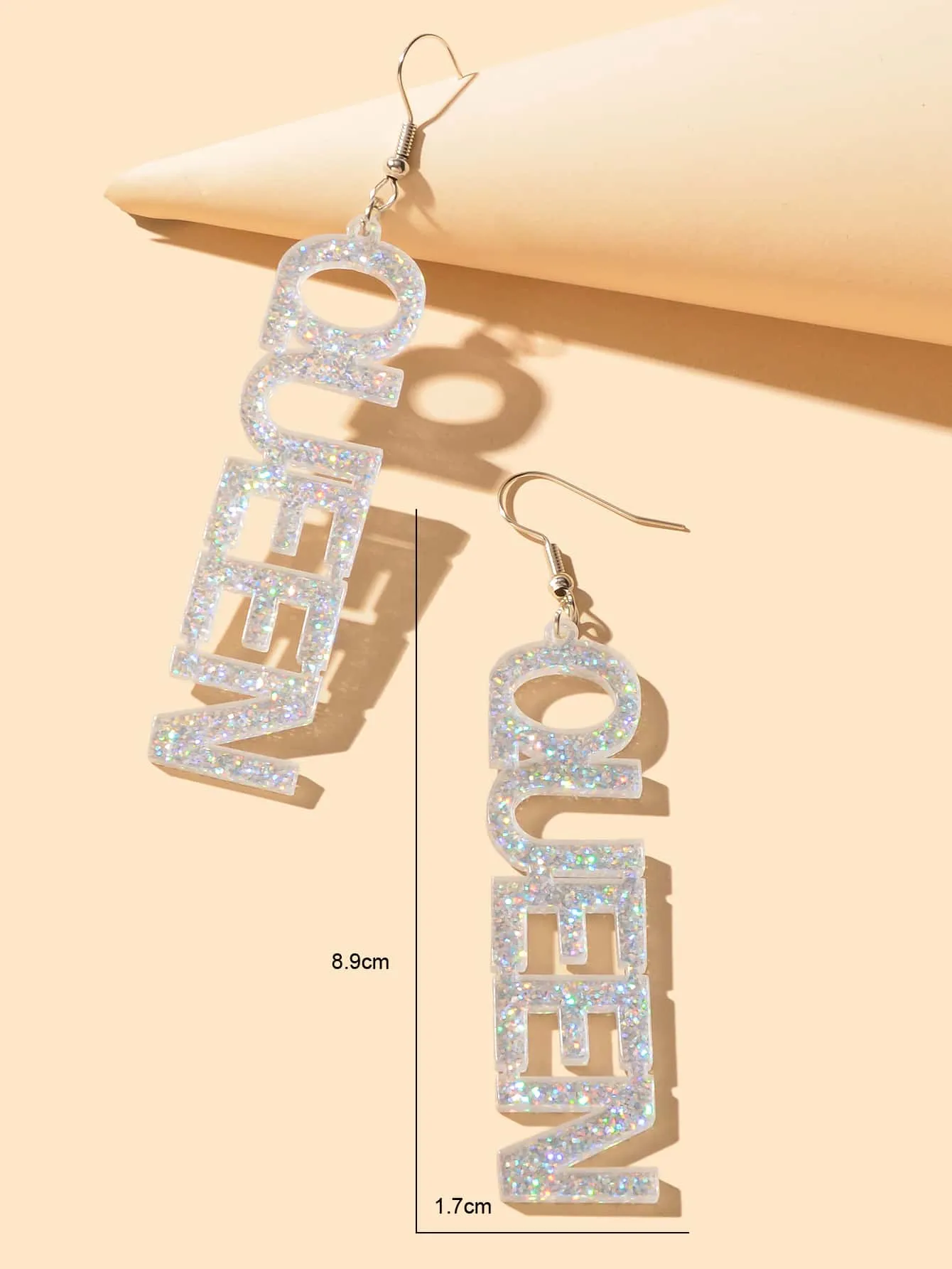 2pcs Letter Drop Earrings - Silver