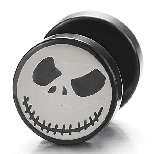 2pcs Men Women Steel Little Monster Circle Stud Earrings, Cheater Fake Ear Plugs Gauges
