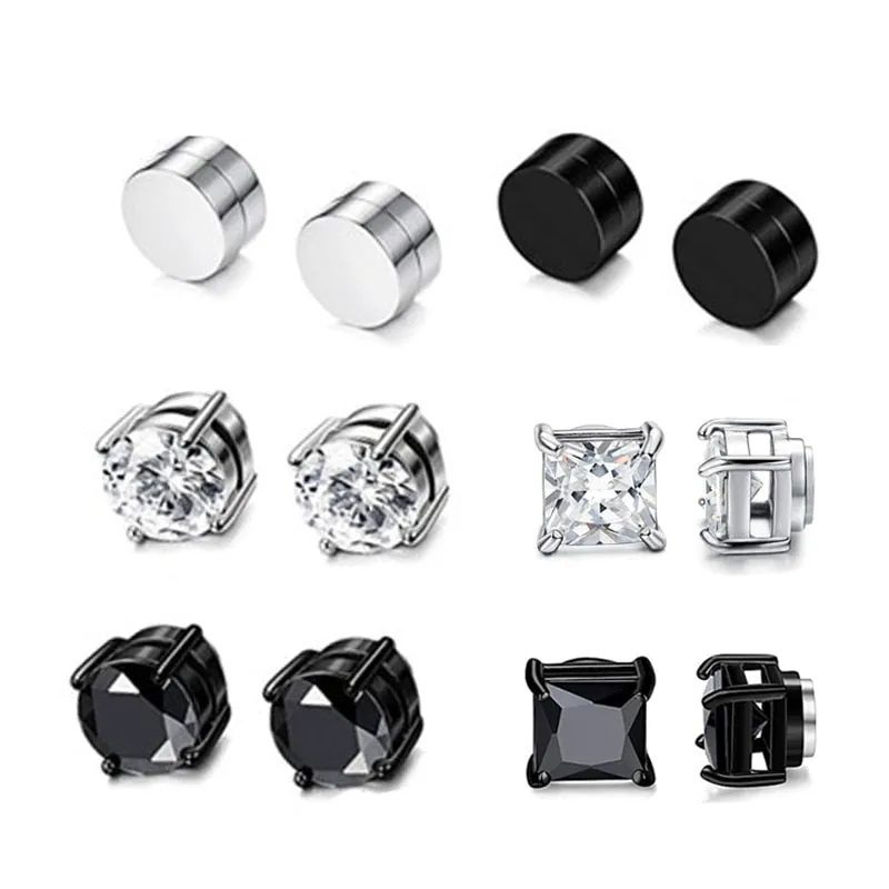 2pcs Punk Mens Strong Magnet Magnetic Ear Stud Set