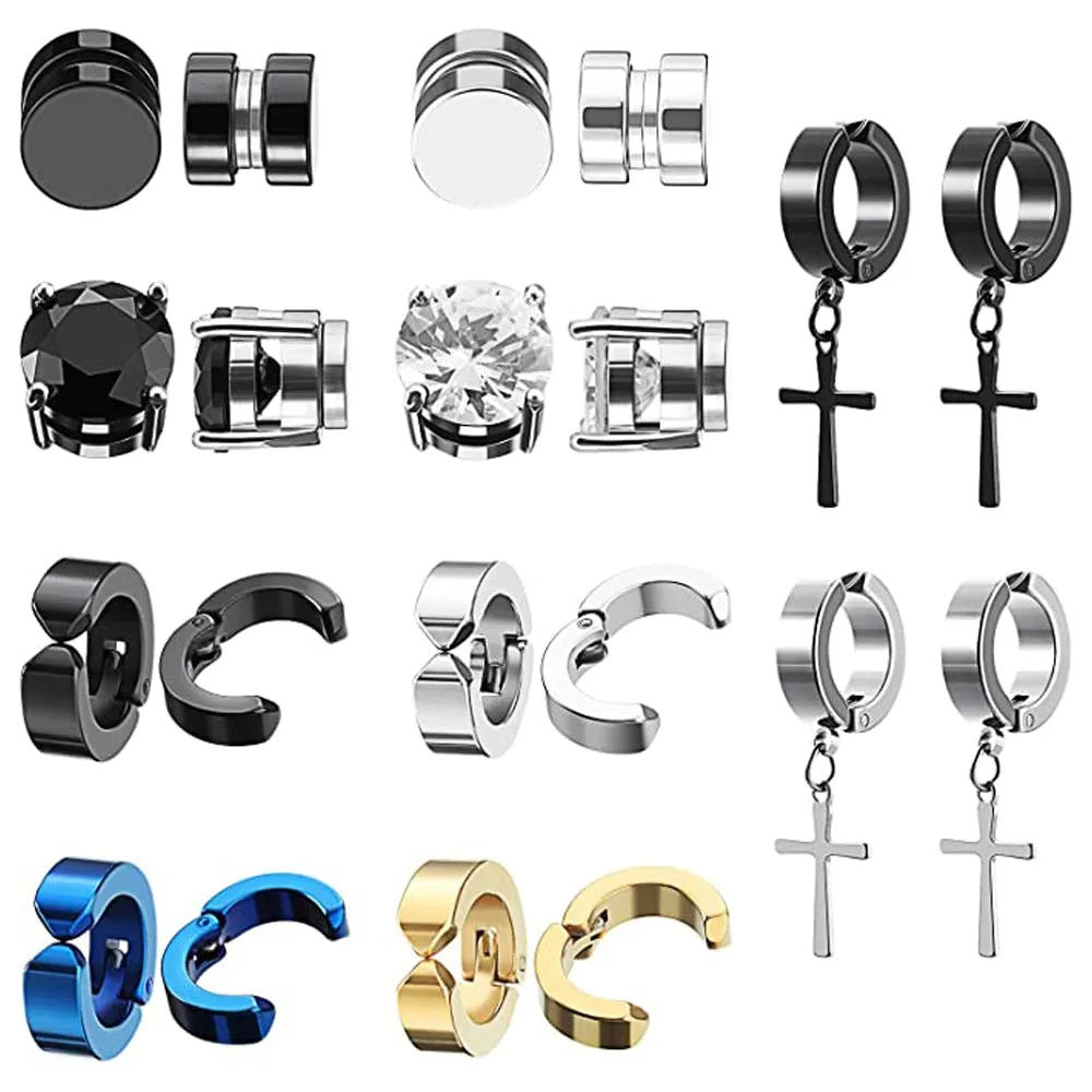 2pcs Punk Mens Strong Magnet Magnetic Ear Stud Set