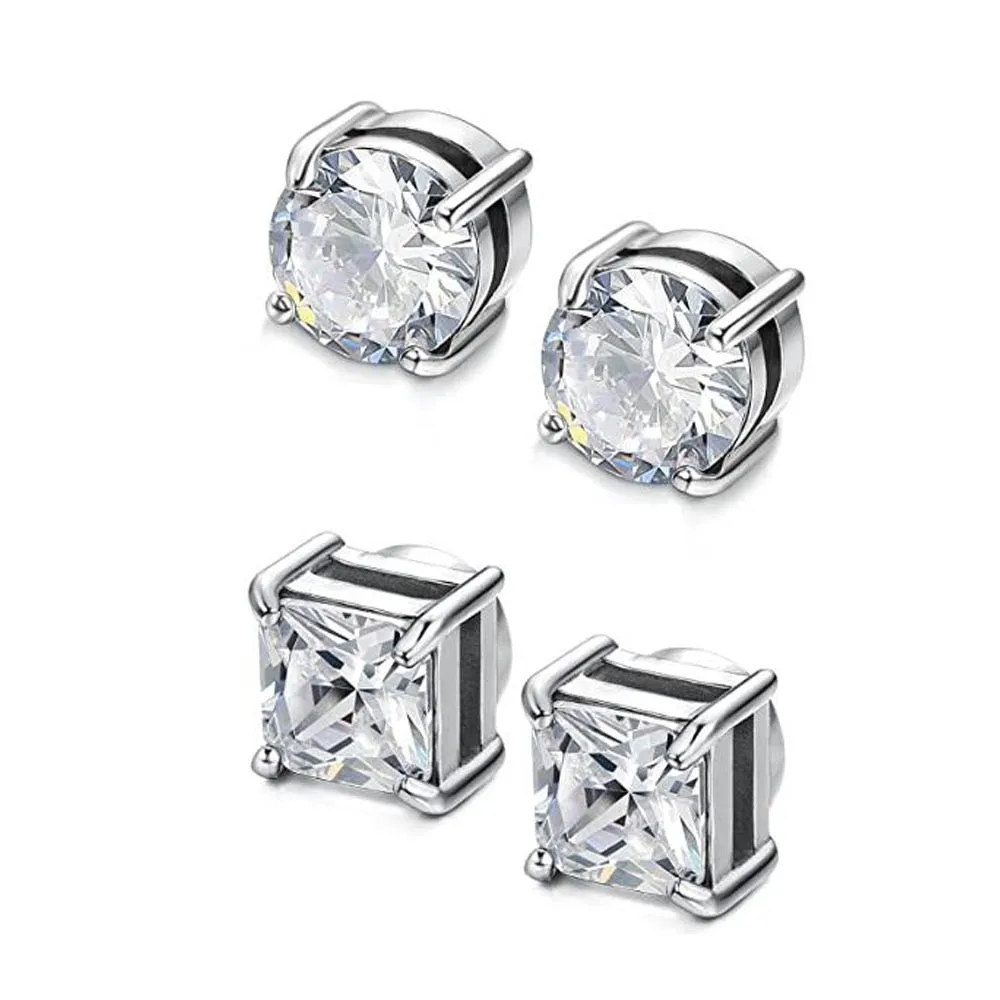 2pcs Punk Mens Strong Magnet Magnetic Ear Stud Set