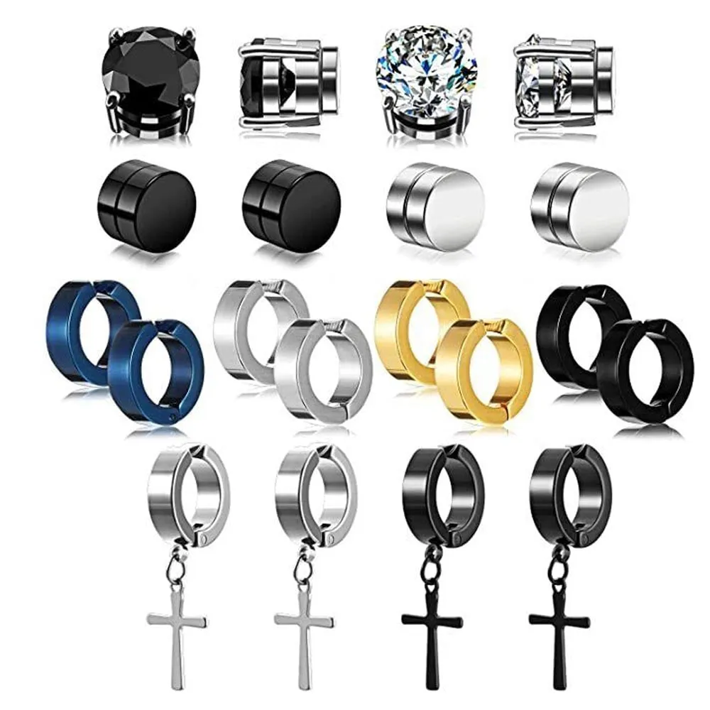 2pcs Punk Mens Strong Magnet Magnetic Ear Stud Set