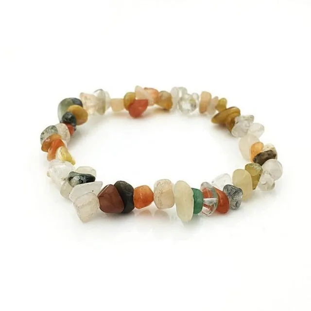 35Color Natural Gem Stone Bracelet Irregular Crystal Stretch Chip beads Nuggets Bracelets Bangles Quartz Wristband For Women