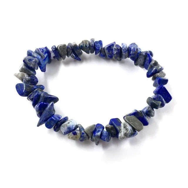 35Color Natural Gem Stone Bracelet Irregular Crystal Stretch Chip beads Nuggets Bracelets Bangles Quartz Wristband For Women