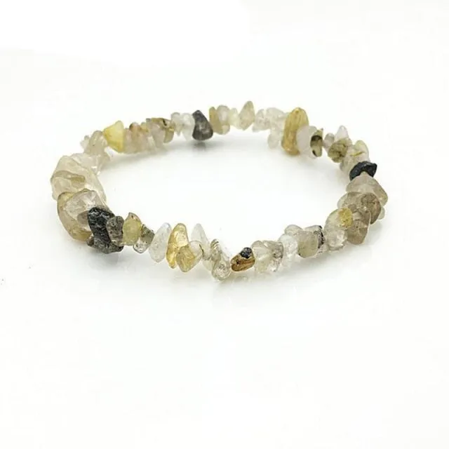 35Color Natural Gem Stone Bracelet Irregular Crystal Stretch Chip beads Nuggets Bracelets Bangles Quartz Wristband For Women