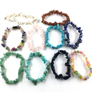 35Color Natural Gem Stone Bracelet Irregular Crystal Stretch Chip beads Nuggets Bracelets Bangles Quartz Wristband For Women