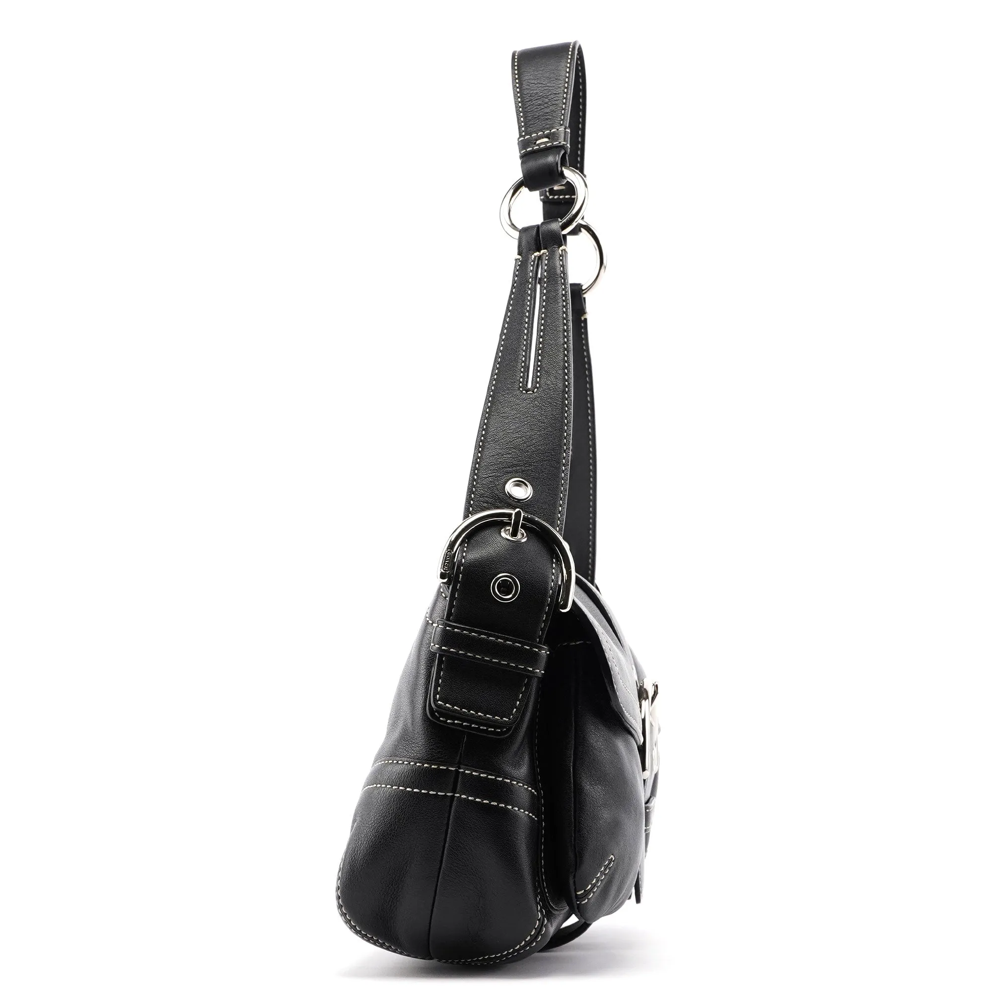 3653 Black Leather Soho Shoulder Bag