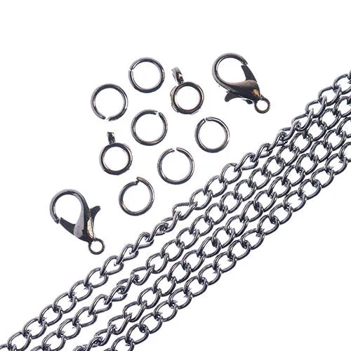 36in Chain And Findings Set- 3x4mm Curb Chain