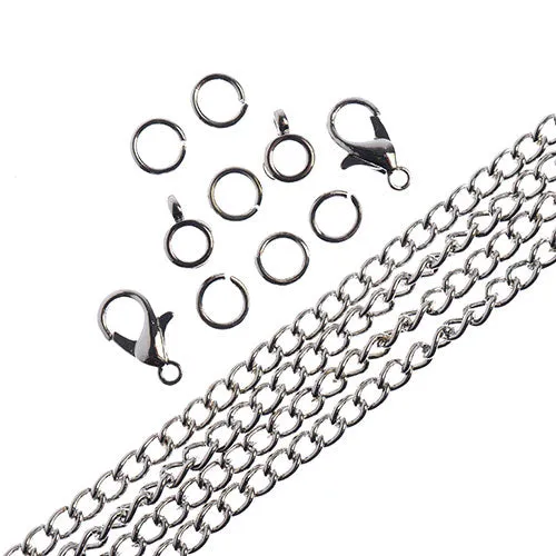 36in Chain And Findings Set- 3x4mm Curb Chain