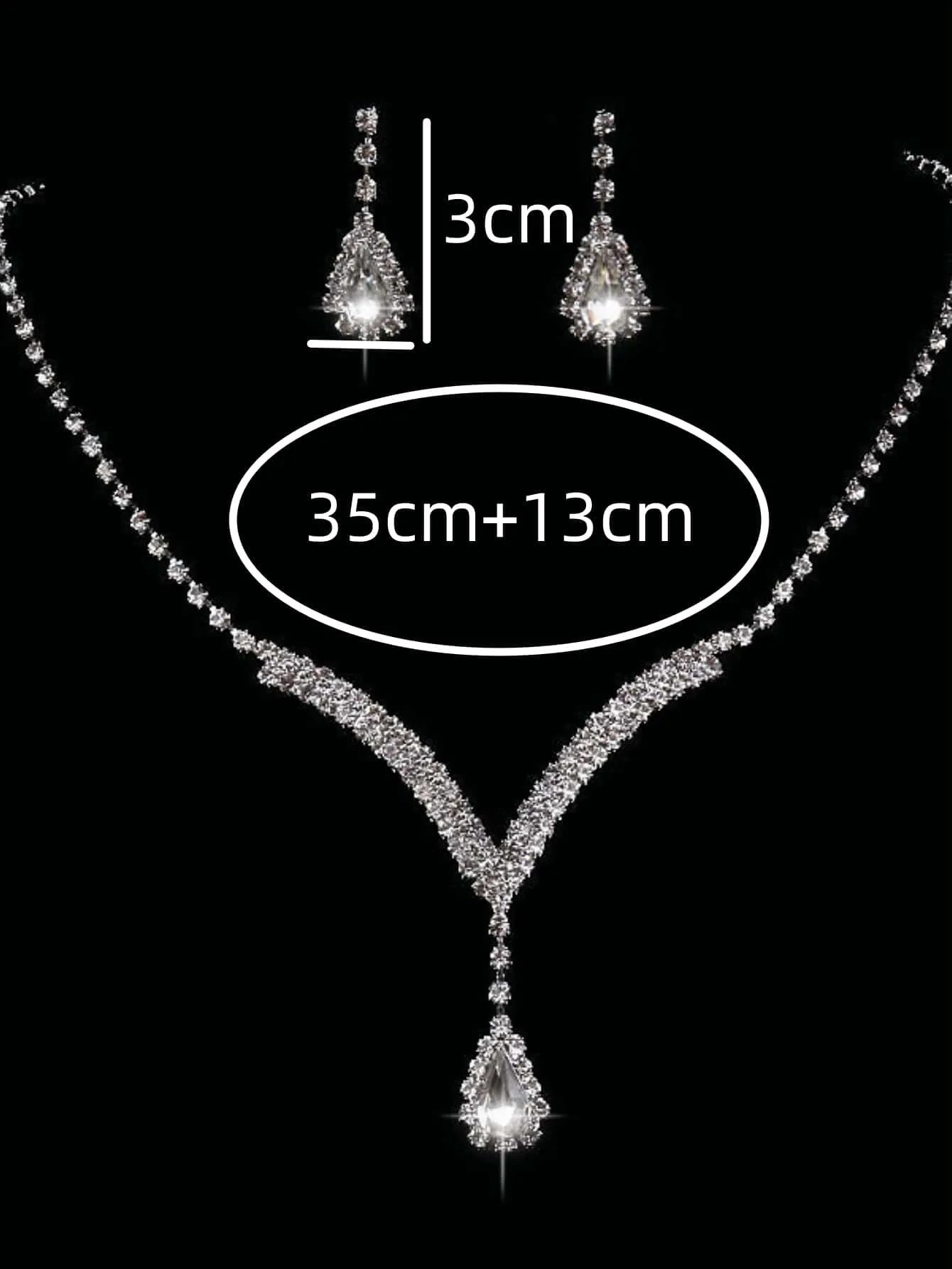 3pcs/set Lady's Teardrop Pendant Earrings And Necklace Set