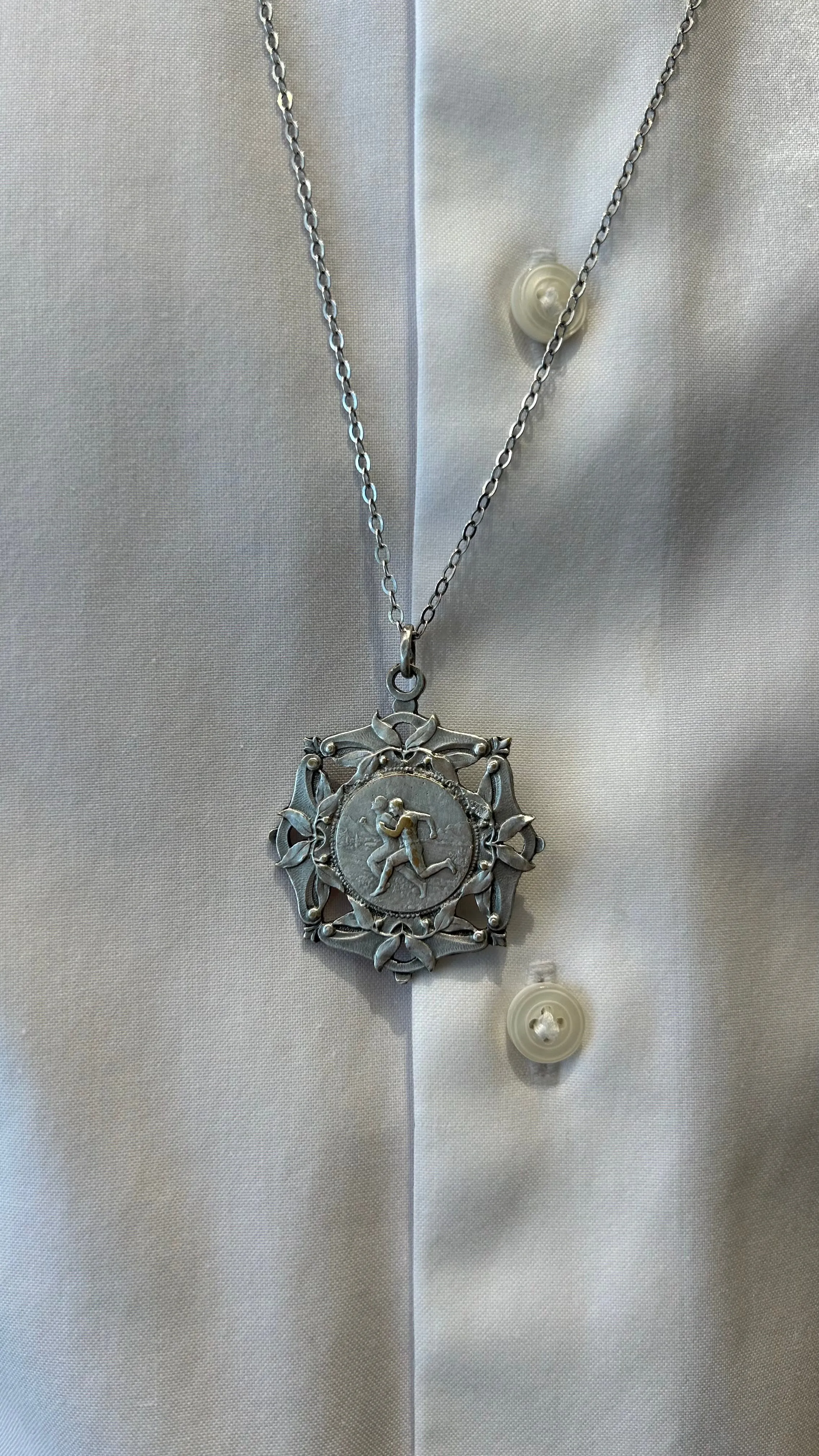 40% Off! Antique French Sterling Silver Running Medal