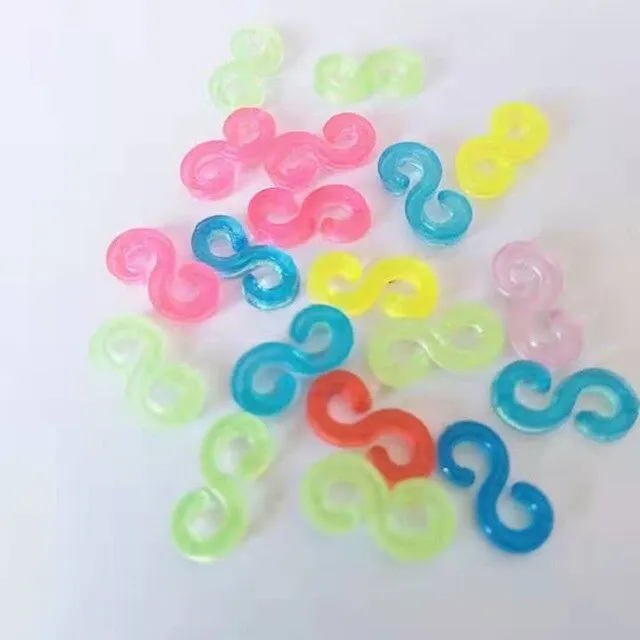 400pcs Transparent plastic S C clips Mixed color Loom Rubber Bands for DIY bracelet colorful clasps Bracelet Children jewelry