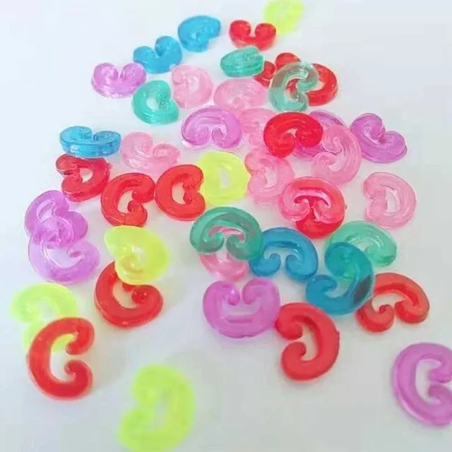 400pcs Transparent plastic S C clips Mixed color Loom Rubber Bands for DIY bracelet colorful clasps Bracelet Children jewelry