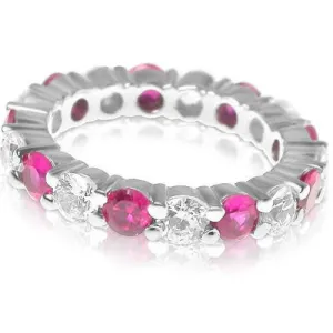 4.10 CT Round Cut Rubies & Diamonds - Eternity Ring