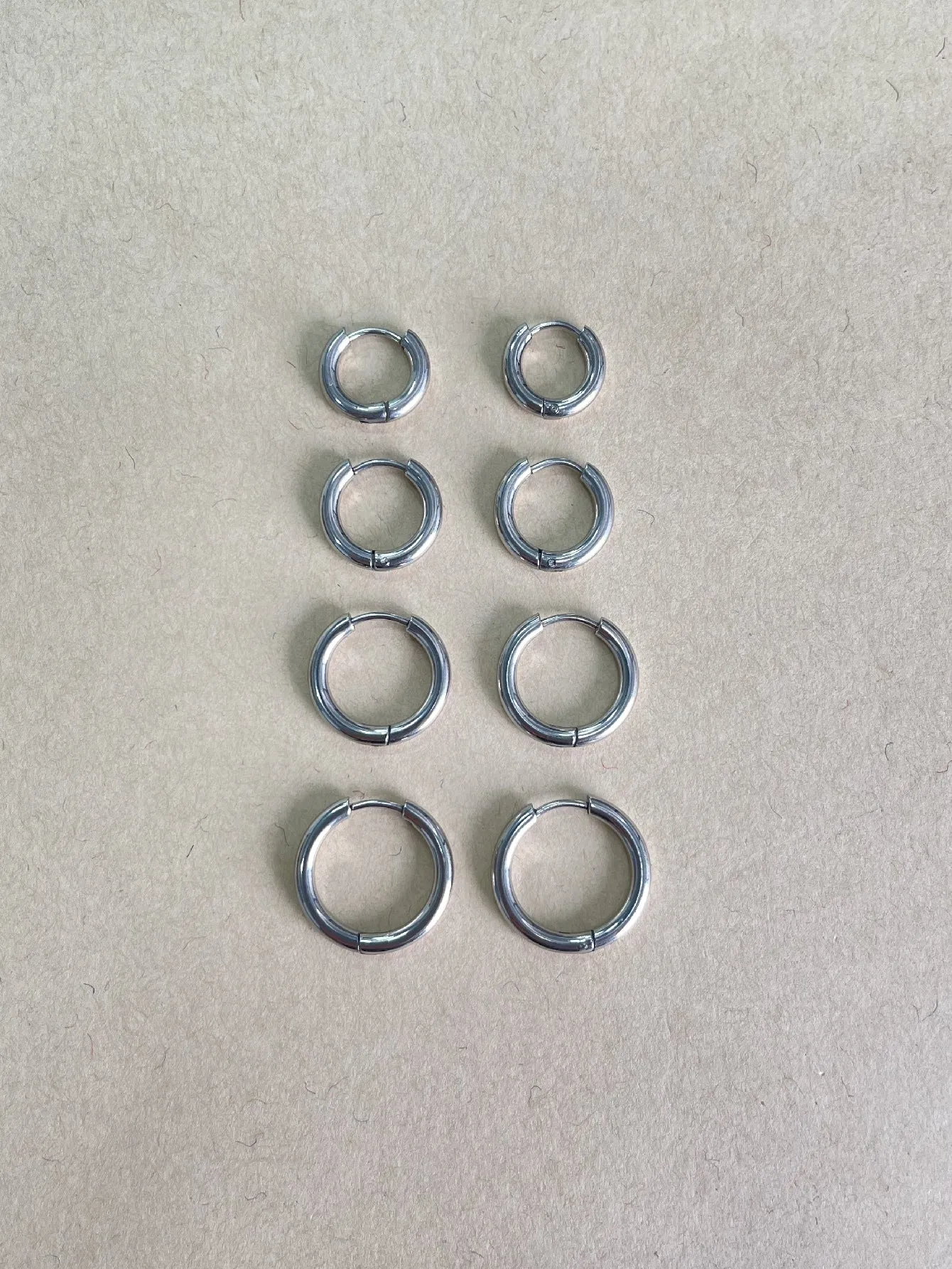 4pairs Minimalist Hoop Earrings - Silver- FD ⚡
